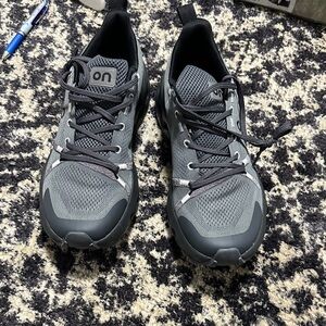 On Running Men's Trail Runners in Dark Gray and Black